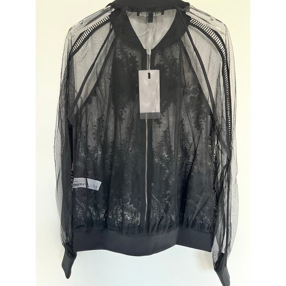 Endless Rose Embroidered Sheer Black Floral Bomber Jacket Small NWT - Picture 3 of 8